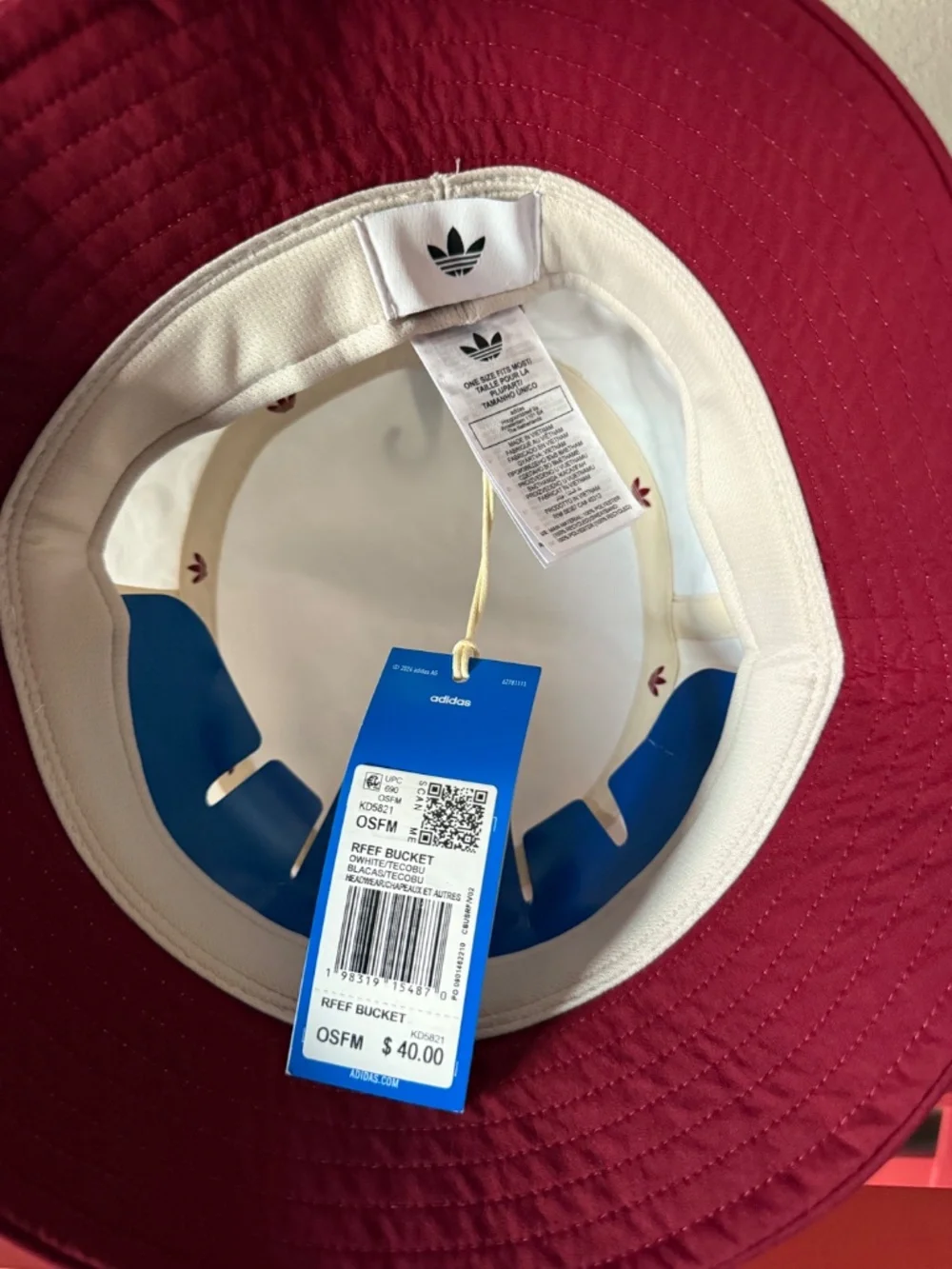 Adidas Spain 26 Off White Burgundy Bucket Hat BRAND NEW